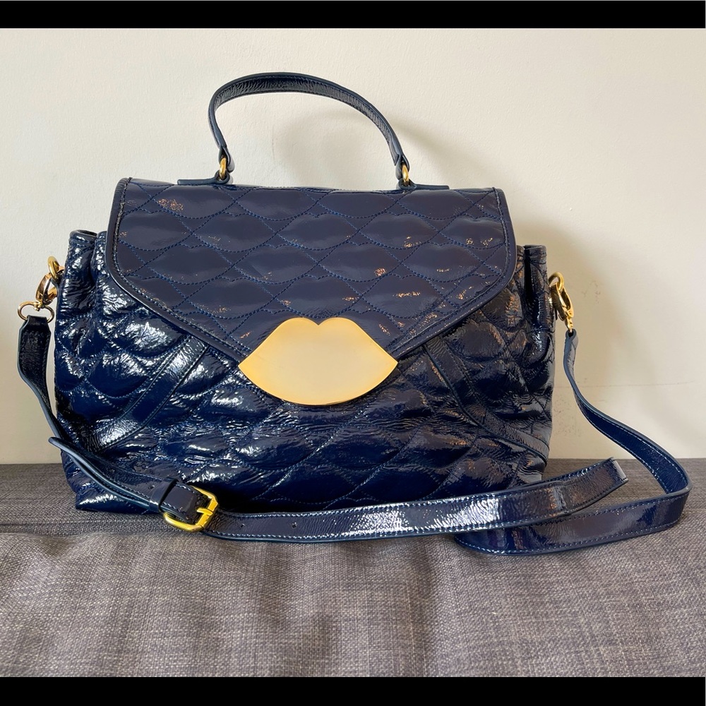 Genuine Lulu Guinness patent leather quilted lips handbag
